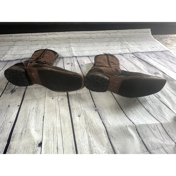 Mark Nason 67179 Ankle Zip Distressed Leather Metal Cross Brown Boots Mens Sz 11 - Picture 5 of 10